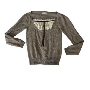 geez louise >.< | gorgeous Y2K dark academia coquette brown bow sweater